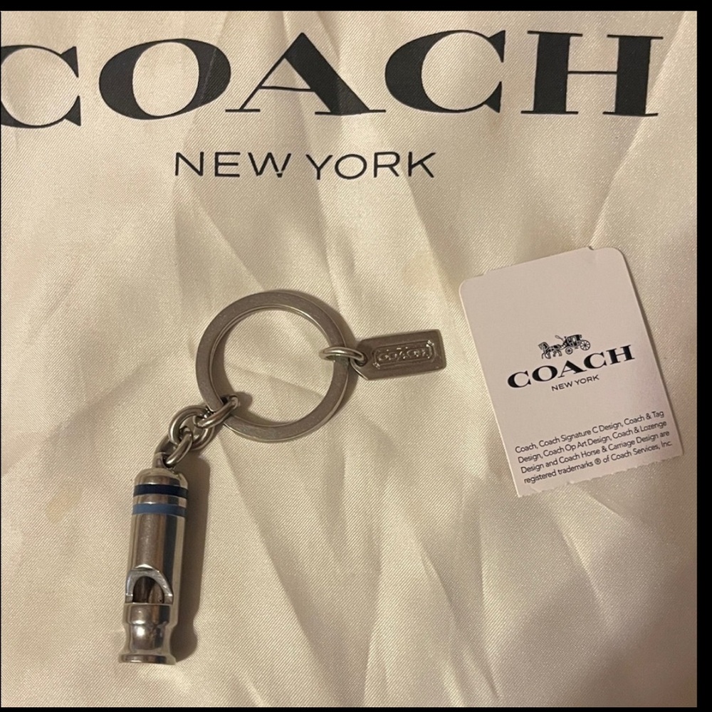 Coach 3D WhistleSolid Silver Nickel Keychain
